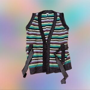 vintage missoni merino mohair cardigan - multicolor stripe knit - M unisex - EUC